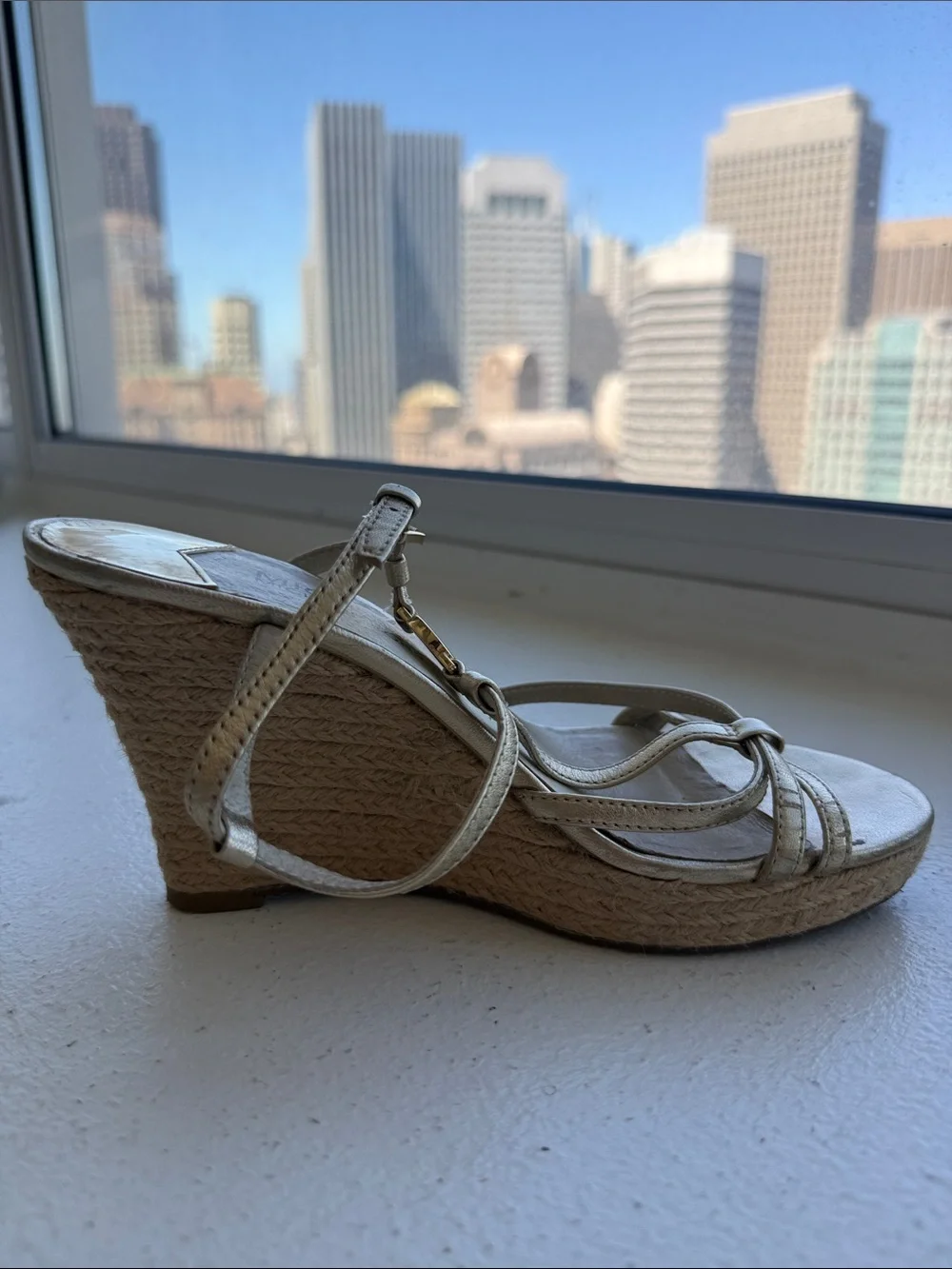 MICHAEL Michael Kors Metallic Gold Strappy Wedge Sandals